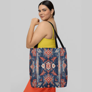 A symmetrical abstract pattern tote bag