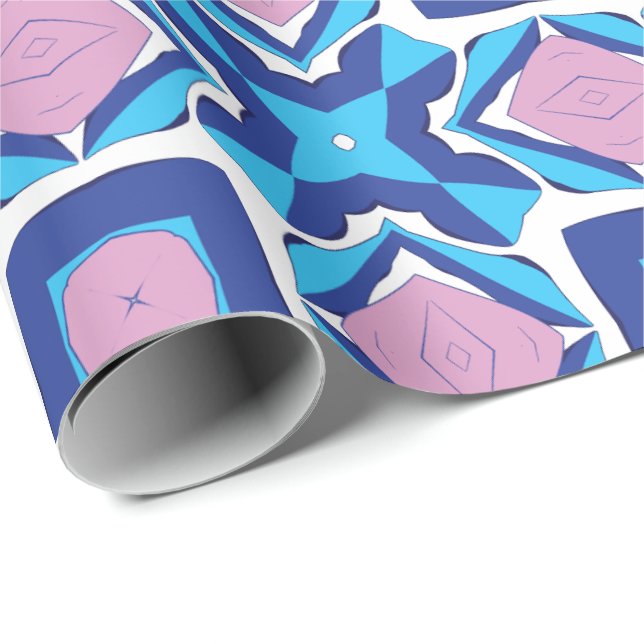 A symmetrical geometric pattern featuring blue  wrapping paper (Roll Corner)