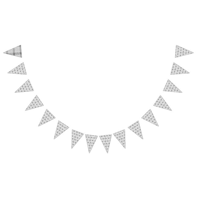 A symmetrical monochrome design featuring intricat bunting flags (All)
