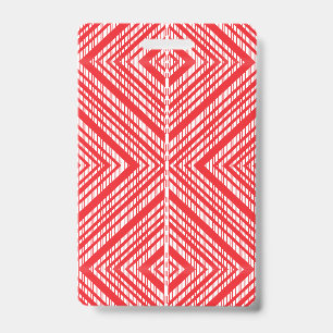 A symmetrical pattern featuring red, orange, and p badge