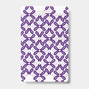 A symmetrical pattern featuring white and purple m badge