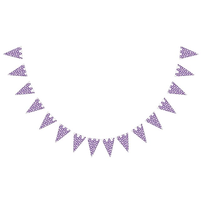 A symmetrical pattern featuring white and purple m bunting flags (All)