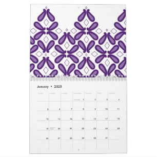 A symmetrical pattern featuring white and purple m calendar