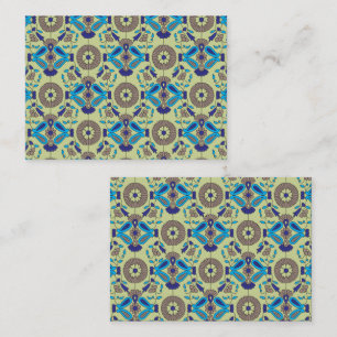 A symmetrical textile design featuring blue and or appointment card