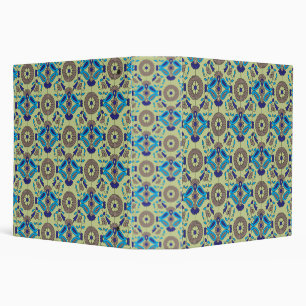 A symmetrical textile design featuring blue and or binder