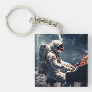 A Symphony for the Stars Astronaut Piano on Moon Keychain