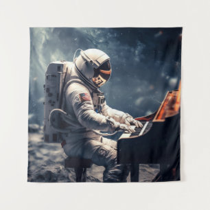 A Symphony for the Stars   Astronaut Piano on Moon Tapestry