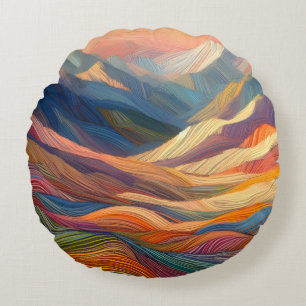 A Symphony of Colourful Patterns Round Pillow