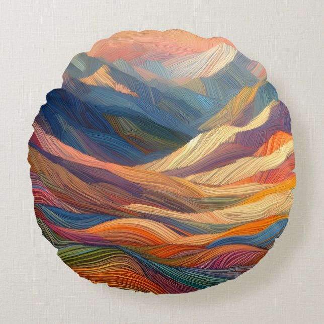 A Symphony of Colourful Patterns Round Pillow (Front)
