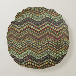 A Symphony of Patterns and Comfort Round Pillow