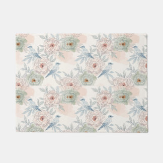 A symphony of song and petals pattern doormat