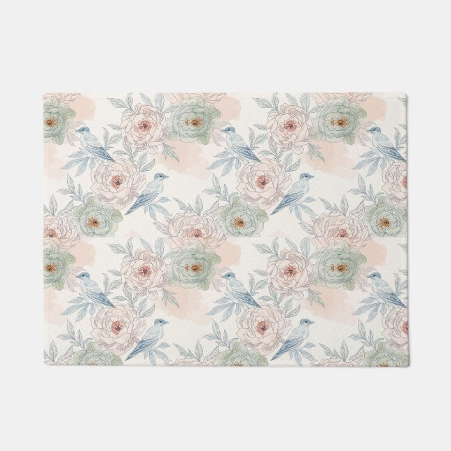 A symphony of song and petals pattern doormat (Front)