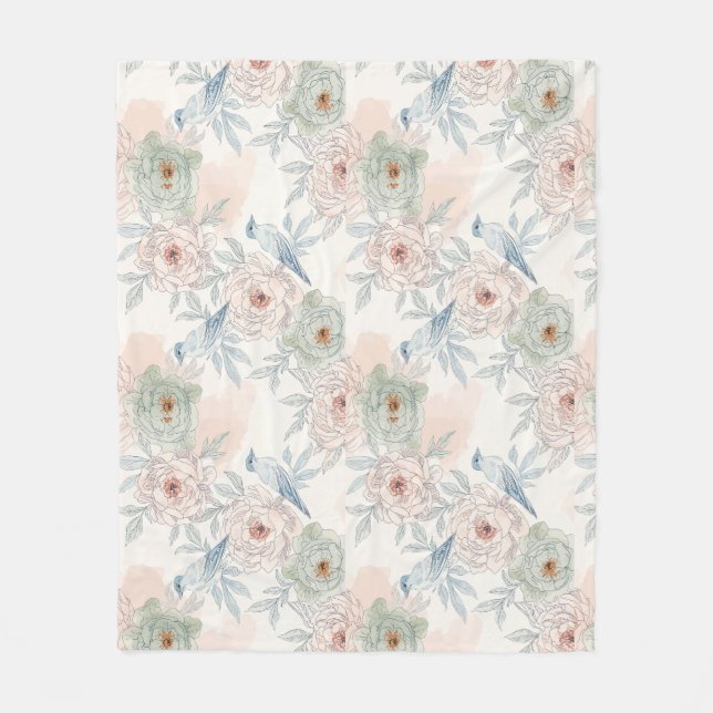 A symphony of song and petals pattern fleece blanket (Front)