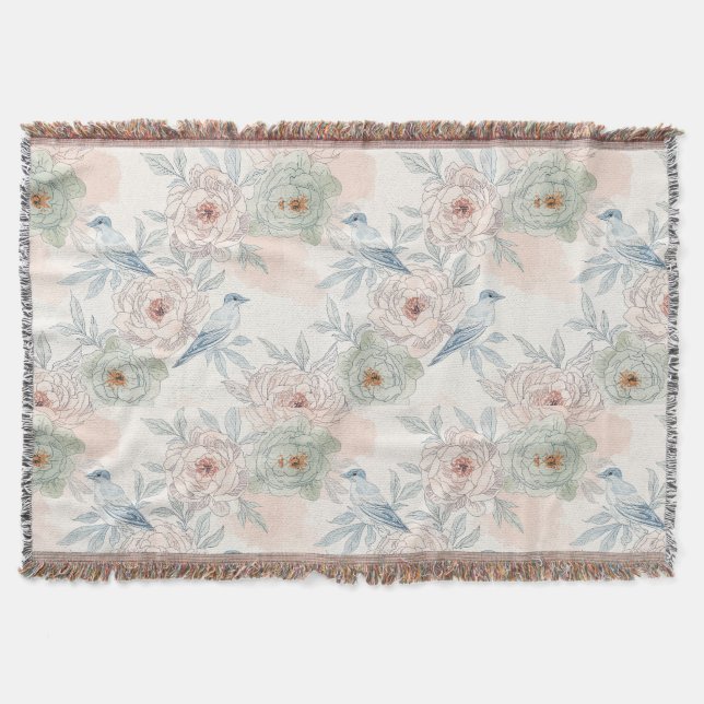 A symphony of song and petals pattern throw blanket (Front)