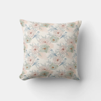 A symphony of song and petals pattern throw pillow