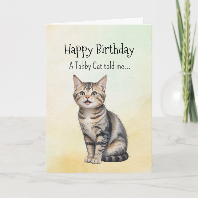 A Tabby Cat Personality Birthday  Animal Card (Front)