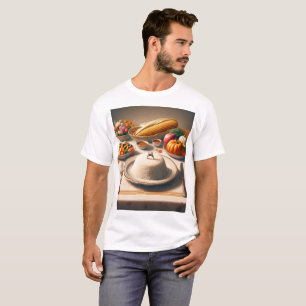 a table with a plate of food including rice corn T-Shirt