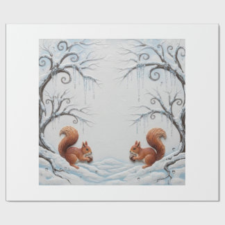 A Tale Between Branches and Snowflakes Wrapping Paper