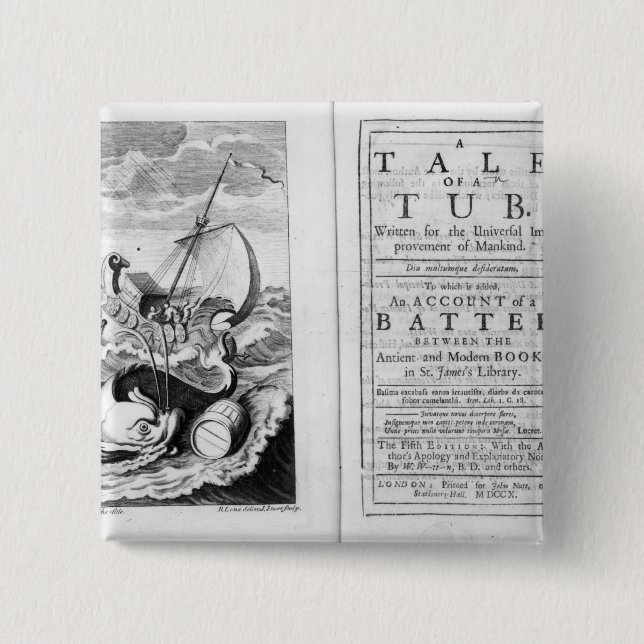 'A Tale of a Tub' 2 Inch Square Button (Front)