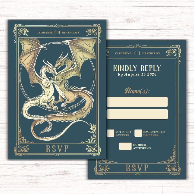 A Tale of Dragon Love | Tarot Wedding RSVP Card (Creator Uploaded)