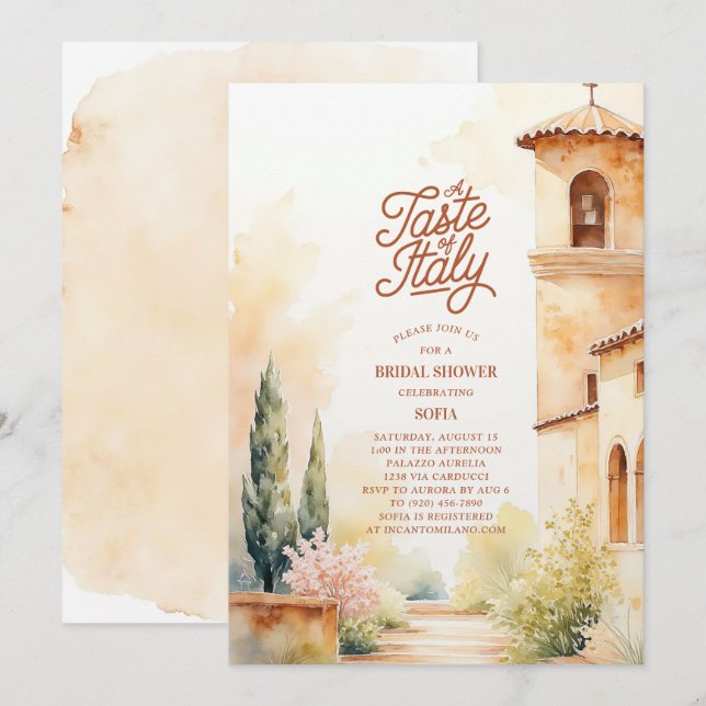 A Taste of Italy Italian Bridal Shower Invitation (Front/Back)