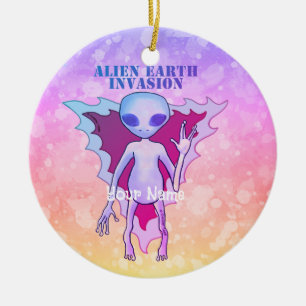 A TBA Alien One Earth Invasion Ceramic Ornament