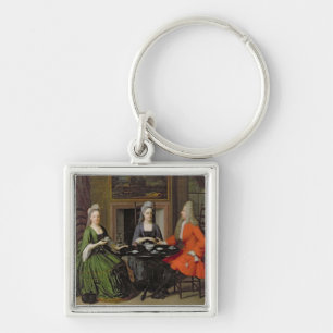 A Tea Party (oil on canvas) Keychain