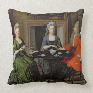 A Tea Party (oil on canvas) Throw Pillow