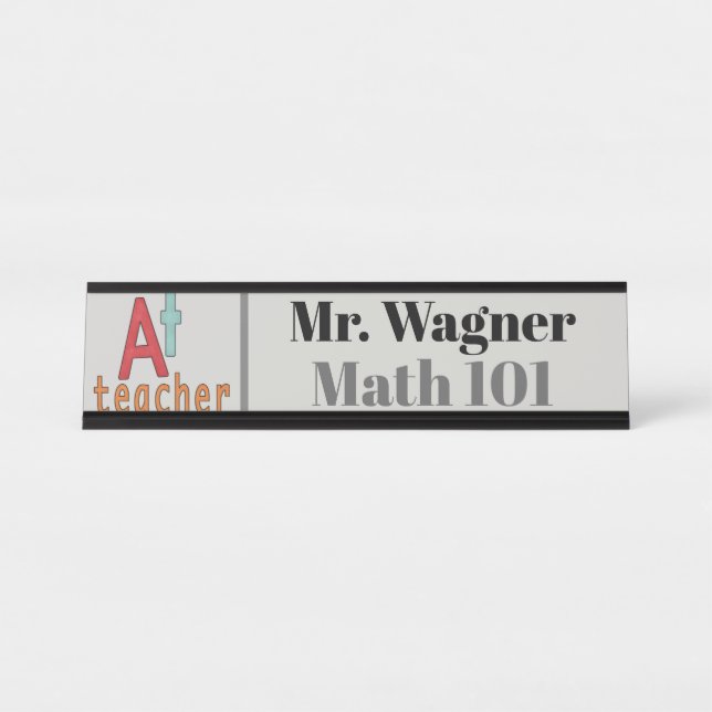 A+Teacher add name class desk plate (Front)