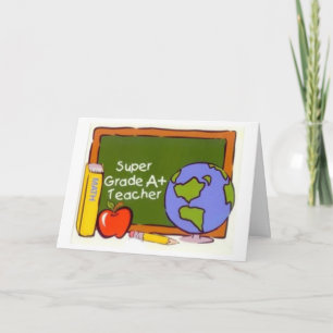 "A+ TEACHER AT CHRISTMAS" CARD