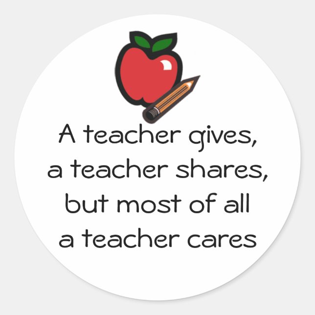 A teacher cares classic round sticker (Front)