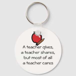 A teacher cares keychain
