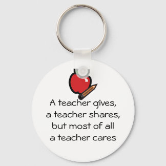 A teacher cares keychain