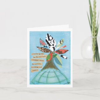 A teacher ignites the fire note card