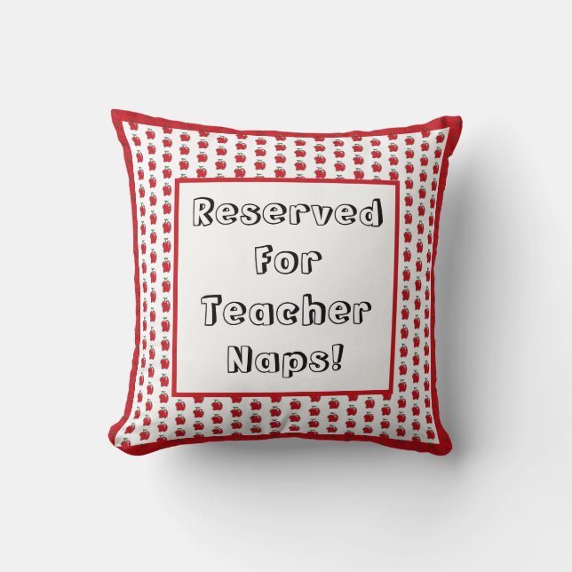 A+ Teacher Red Apple Cool School Cartoon Throw Pillow (Front)