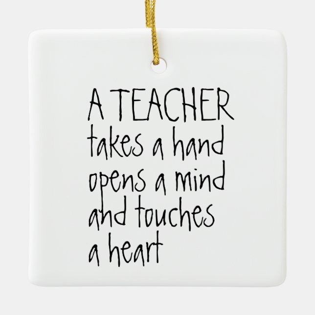 A Teacher takes a Hand Personalized Ceramic Ornament (Front)