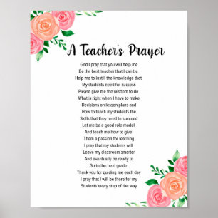 A Teacher's Prayer Poster