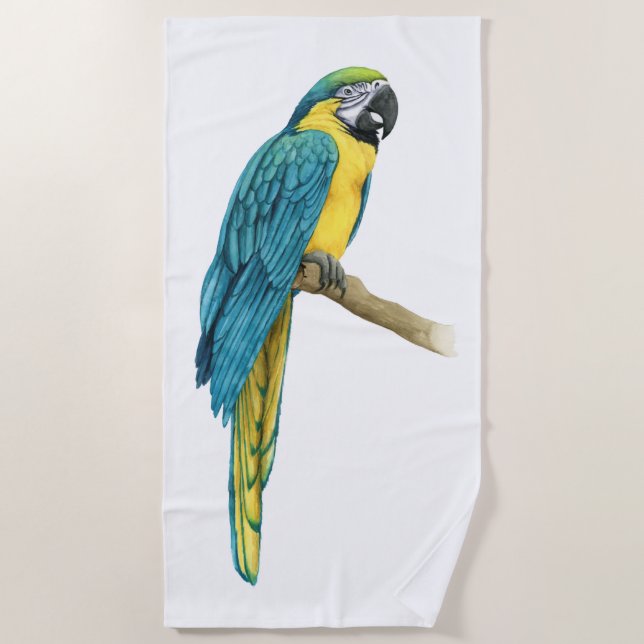 A Teal Macaw Beach Towel (Front)