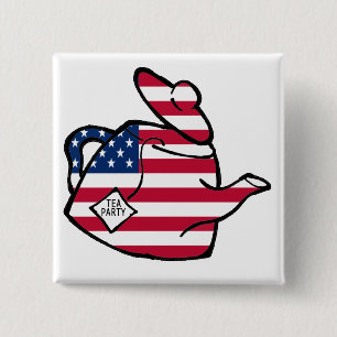 A Teapot in American Flag Colours 2 Inch Square Button