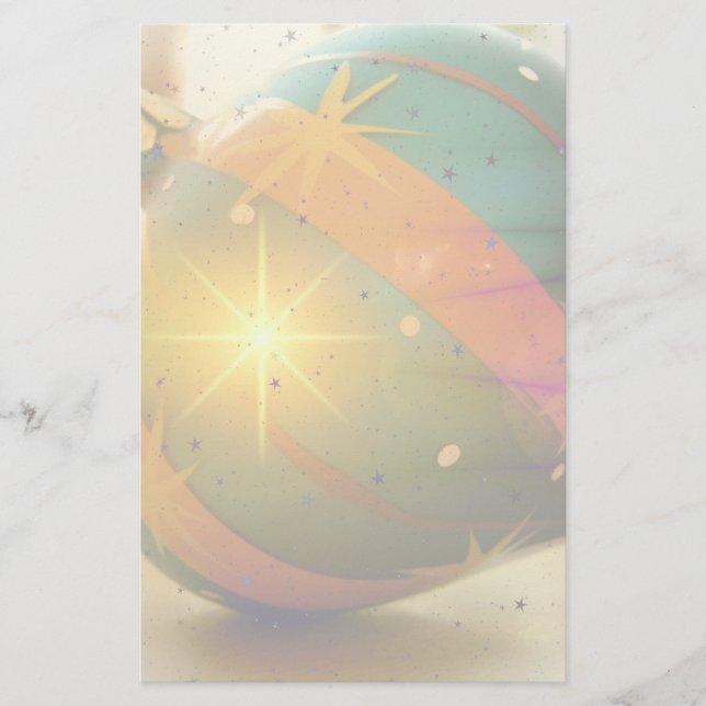 A Teardrop Shaped Christmas Ornament Stationery (Front)