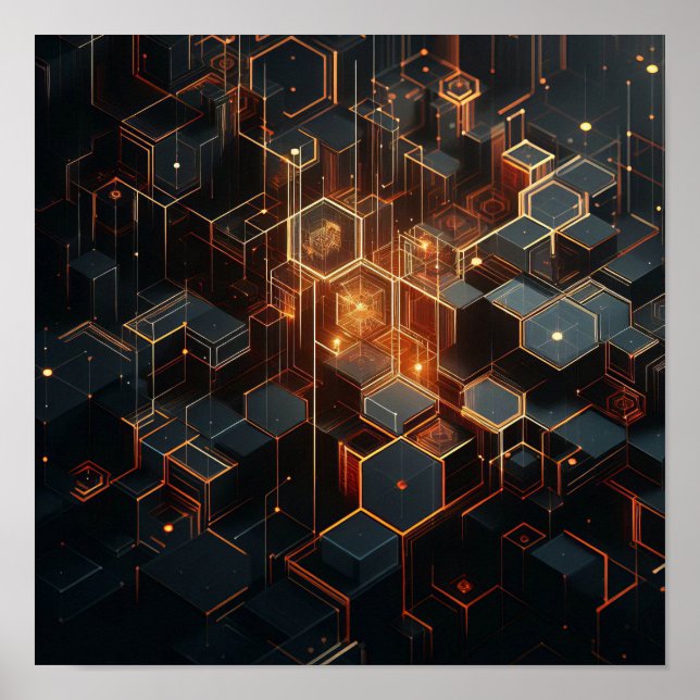 A technical image using hexagonal shapes poster (Front)