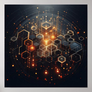 A technical image using hexagonal shapes poster