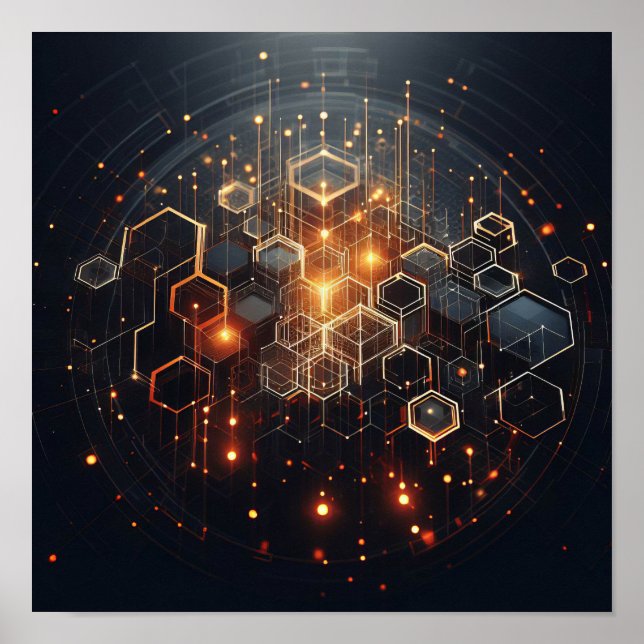 A technical image using hexagonal shapes poster (Front)