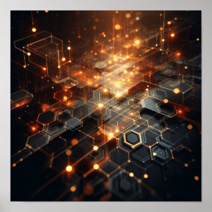 A technical image using hexagonal shapes poster