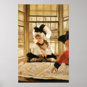 A Tedious Story by James Tissot, Vintage Fine Art Poster