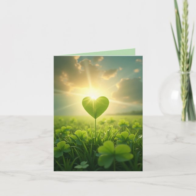 A tender shamrock heart under the evening sky  holiday card (Front)