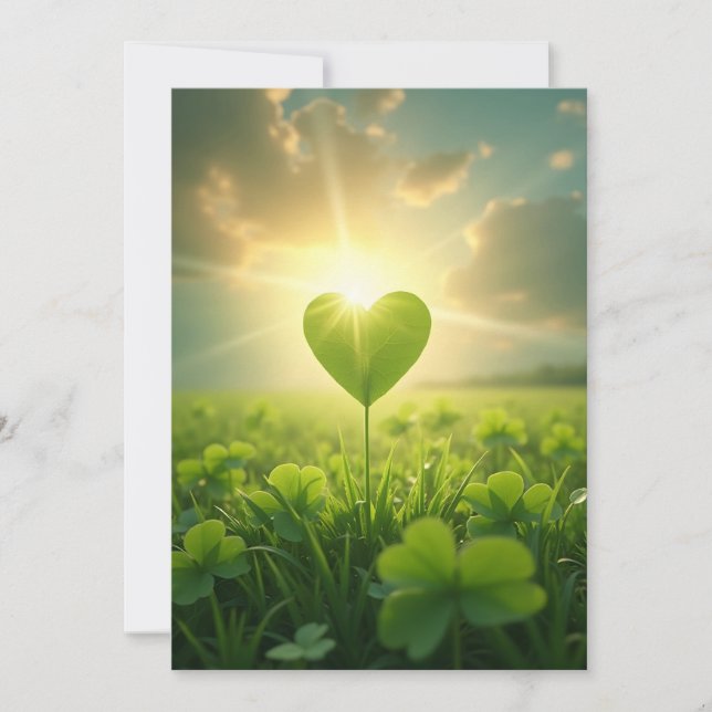 A tender shamrock heart under the evening sky  holiday card (Front)