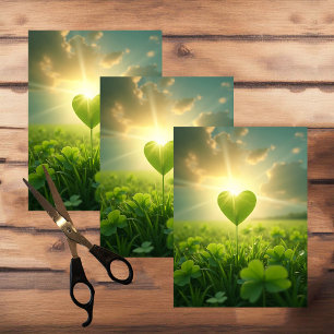 A tender shamrock heart under the evening sky  tissue paper