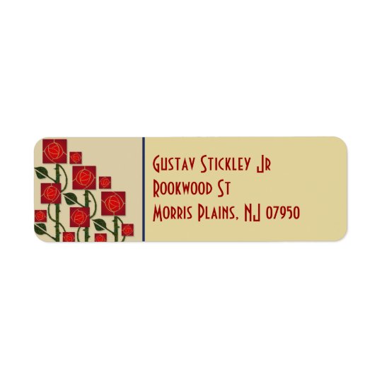 A Terrific Arts & Crafts Rose in the Mission Style Return Address Label