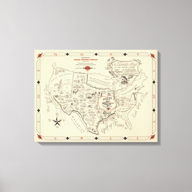 A Texan's Map of the United States (of Texas) Canvas Print (Front)